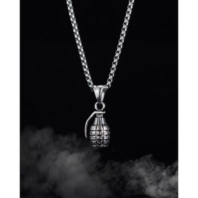 Punk Stainless Steel Grenade Pendant Personality Titanium Steel Necklace For Men