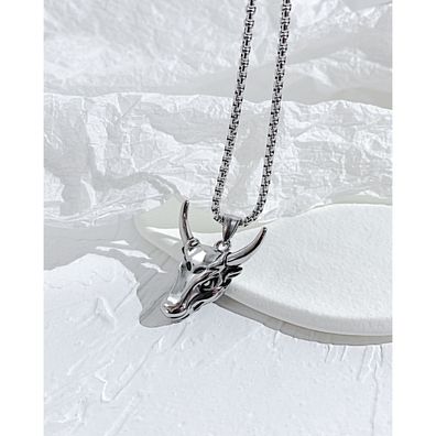 Ox Head Pendant Personality Street Titanium Steel Necklace