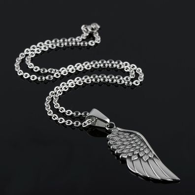 Simple Street Wings Titanium Steel Necklace Personality Angel Wings Pendant