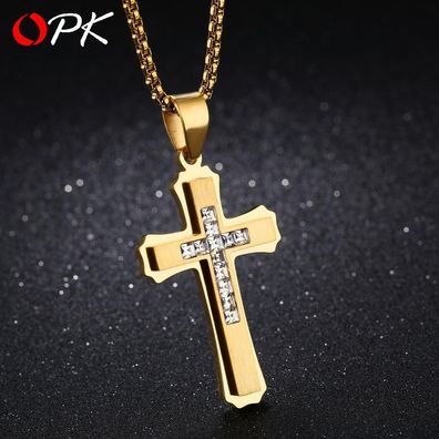 Men's NecklaceStainless Steel Multi-Layer Cross Pendant Necklace Gift