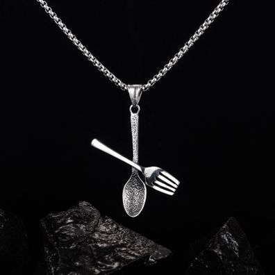 Source Personality Tableware Stainless Steel Necklace Street Spoon Fork Pendant