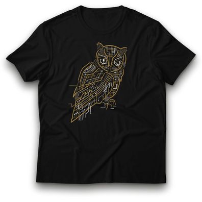 Elektrische Eule Uhu Elektrisch Owl Greifvogel Vogel Fun T-Shirt schwarz Baumwolle
