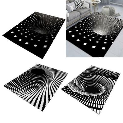 3D Teppich Bodenmatte rutschfeste nicht gewebte schwarz weibe Fubmatte