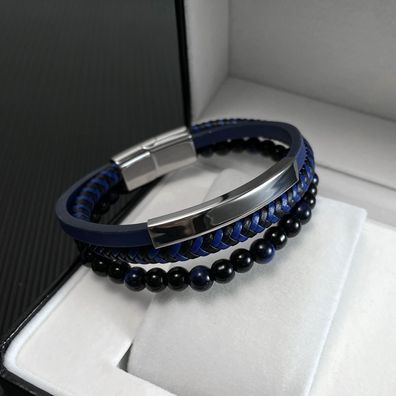Leather Bangle Handmade Multi-Layer Woven Bead Bracelet
