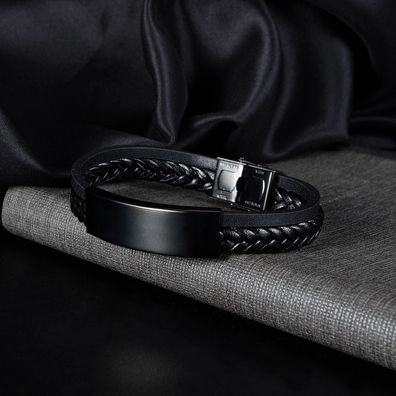 Casual Glossy Leather Bangle Bracelet Street Trendy Double-Layer Hand-Woven Leather