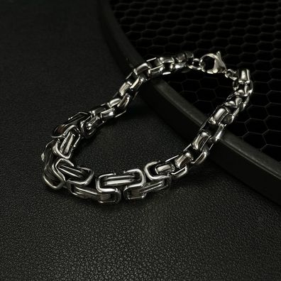 Source Punk Square Pearl Chain Stainless Steel Bracelet For Men