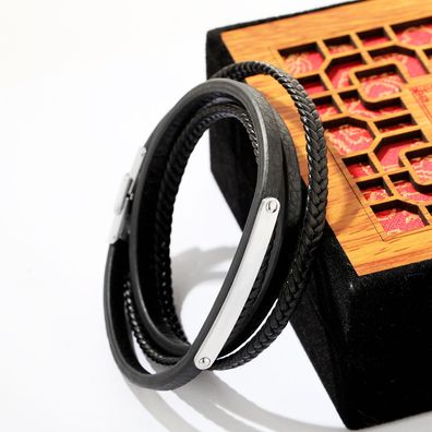 Street Leather Bracelet Men's Glossy Leather Bracelet