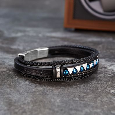 Men's Haematite Bracelets Multi-Layer Woven Leather Bracelet Men