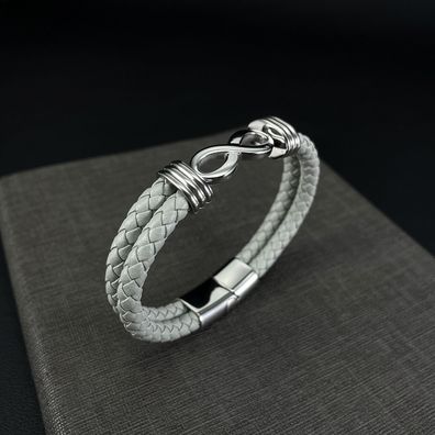 8-Word Leather Bracelet Double-Layer Woven Titanium Steel Bracelet For Men