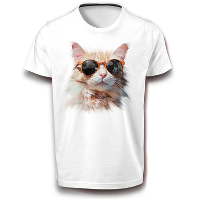 Cool Humorvoll Katze mit Sonnenbrille Cat Kater Fun DTF T-Shirt Haustier Hauskatze