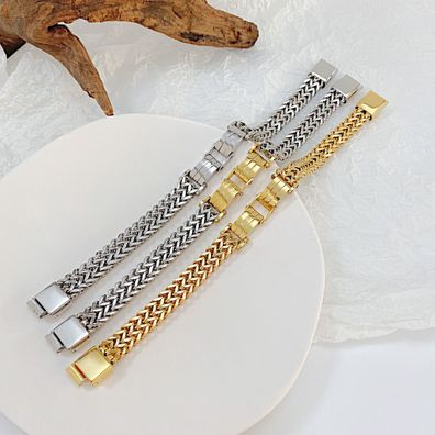 Men's Titanium Steel Bracelet Trendy Men's Woven Square Keel Chain Bracelet
