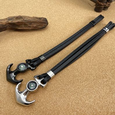 For Multi-Layer Hand Rope Street Boat Anchor Leather Bracelet