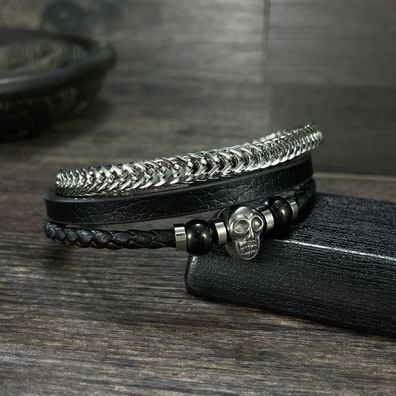 Multi-Layer Leather Skull Bracelet Accessory Street Leather Bracelet For Men