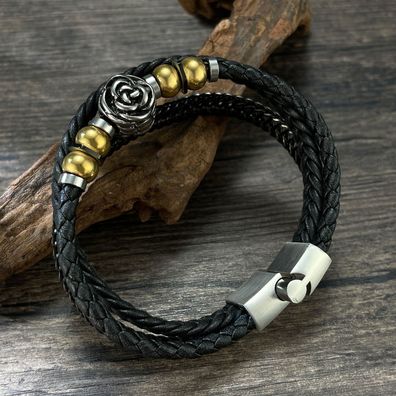 Source Rose Bracelet Accessory Multi-Layer Woven Leather String Bracelet Men