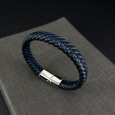Street Woven Leather Rope Bracelet Stainless Steel Magnetic Buckle Leather Bracelet