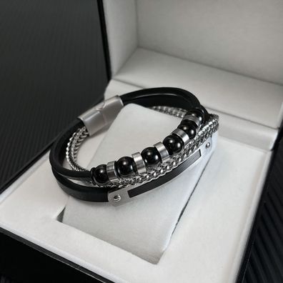 Source Stainless Steel Bracelet Beads Leather Bracelet Men