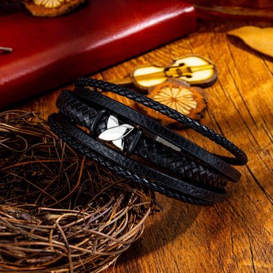 Woven Multi-Layer Leather Bracelet Magnetic Buckle Leather Bracelet