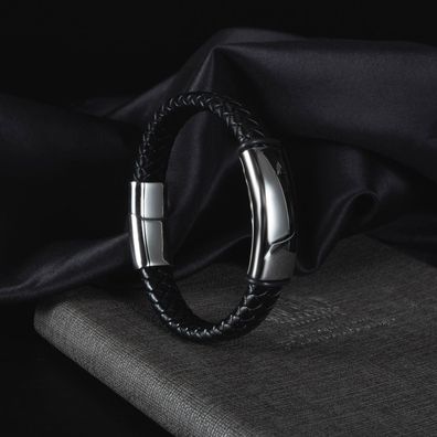 Men's Leather Rope Woven Bracelet Leather Titanium Steel Bracelet