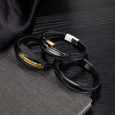 Multi-Layer Woven Leather Bracelet Trendy Men Street Leather Bracelet