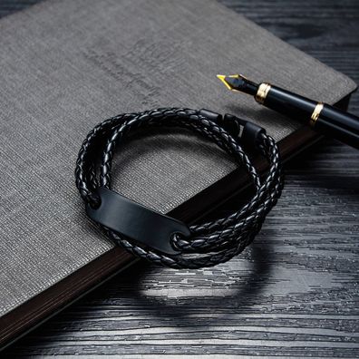 Source Multi-Layer Hand-Woven Leather Bracelet Trendy Glossy Men Leather Bracelet
