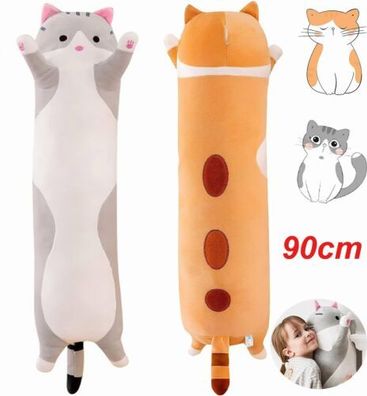 90 cm lang süßes Katze Plüschtiere Kissen Stofftier Puppe weiches Plüsch Spielzeug