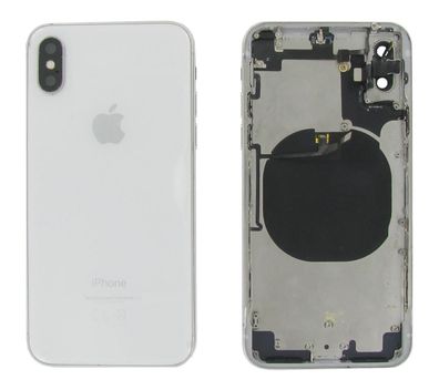 Original Apple iPhone X Akkudeckel Mittelrahmen Gehäuse Silver Guter Zustand