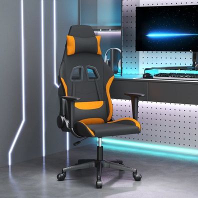 Gaming-Stuhl Schwarz und Orange Stoff (Farbe: Schwarz)
