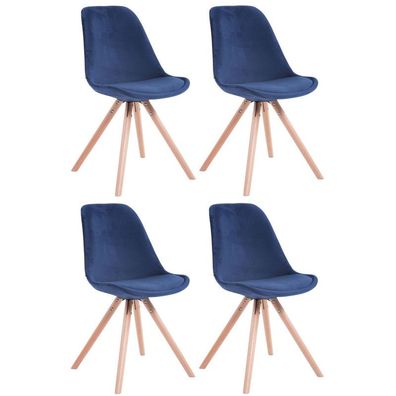4er Set Stühle Toulouse Samt Rund natura (Farbe: blau)