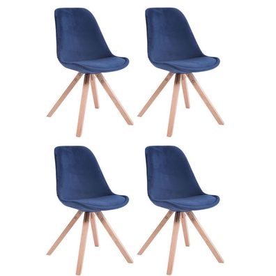 4er Set Stühle Toulouse Samt Square natura (Farbe: blau)