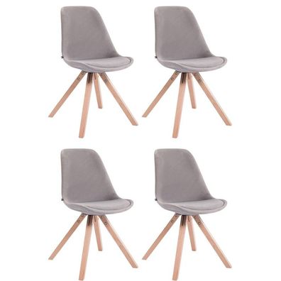 4er Set Stühle Toulouse Samt Square natura (Farbe: grau)