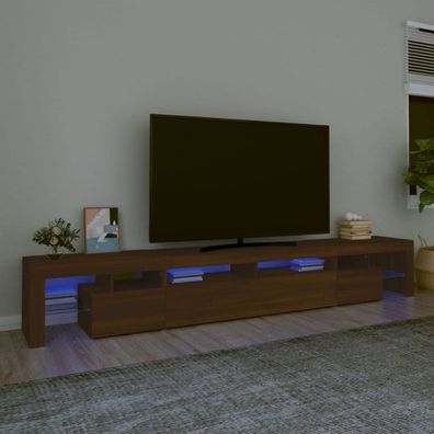 TV-Schrank mit LED-Leuchten Braun Eichen-Optik 260x36,5x40 cm (Farbe: Braun)