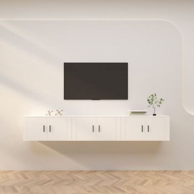 TV-Wandschränke 3 Stk. Weiß 80x34,5x40 cm (Farbe: Weiß)