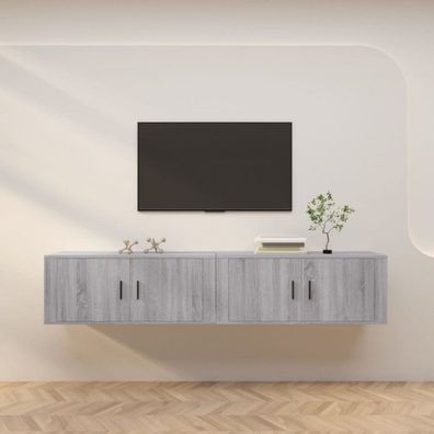 TV-Wandschränke 2 Stk. Grau Sonoma 100x34,5x40 cm (Farbe: Grau)