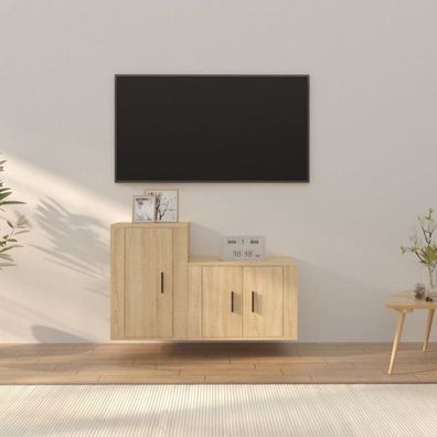 2-tlg. TV-Schrank-Set Sonoma-Eiche Holzwerkstoff (Farbe: Braun)