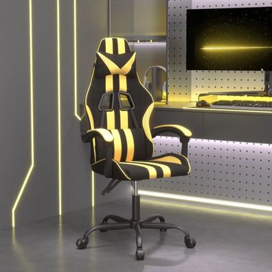 Gaming-Stuhl Schwarz und Golden Kunstleder (Farbe: Schwarz)