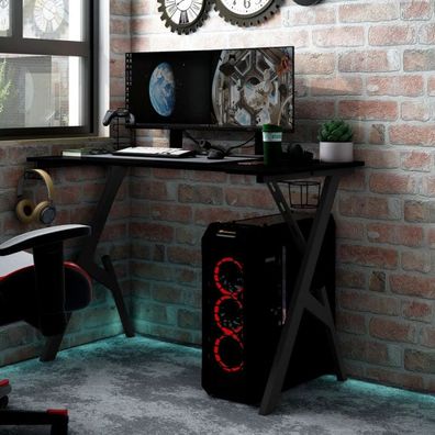 Gaming-Schreibtisch mit Y-Gestell Schwarz 110x60x75 cm (Farbe: Schwarz)