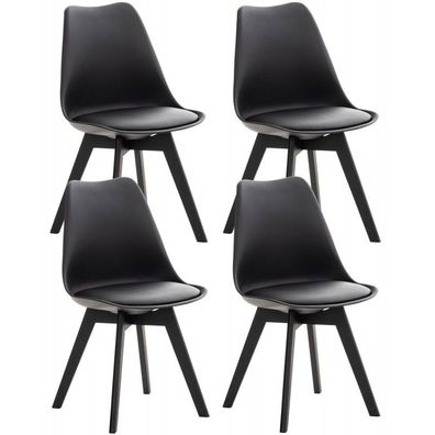 4er Set Stuhl Linares Kunststoff (Farbe: schwarz/ schwarz)