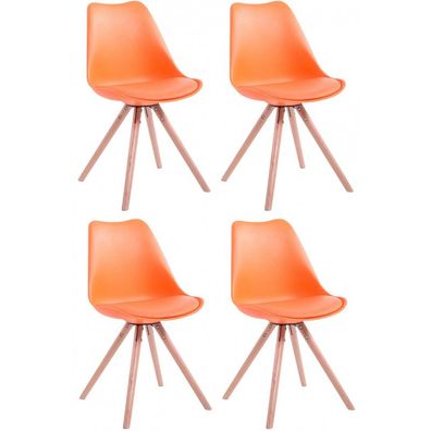 4er Set Stühle Toulouse Kunstleder Rund natura (Farbe: orange)