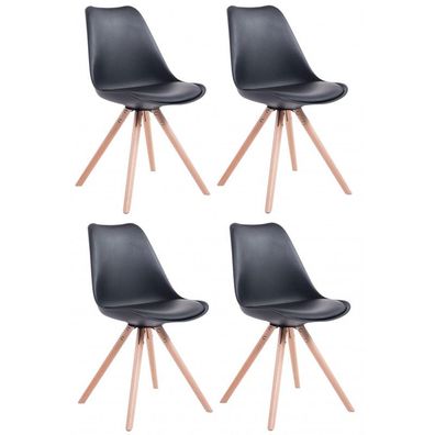 4er Set Stühle Toulouse Kunstleder Rund natura (Farbe: schwarz)