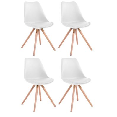 4er Set Stühle Toulouse Kunstleder Rund natura (Farbe: weiß)