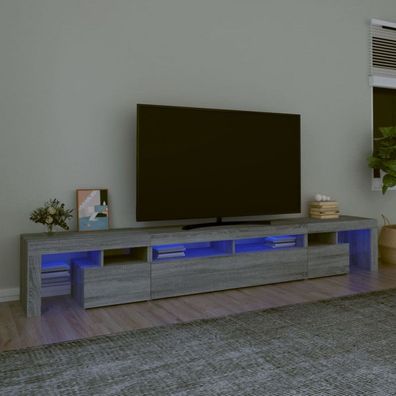 TV-Schrank mit LED-Leuchten Grau Sonoma 260x36,5x40 cm (Farbe: Grau)