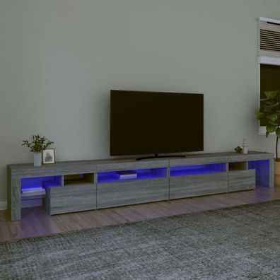 TV-Schrank mit LED-Leuchten Grau Sonoma 290x36,5x40 cm (Farbe: Grau)
