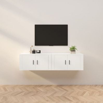 TV-Wandschränke 2 Stk. Weiß 80x34,5x40 cm (Farbe: Weiß)