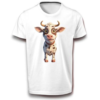 Komisch verrückte Kuh Bauernhof Spaß Humor Fun T-Shirt weiß Lustig Tiere Cool