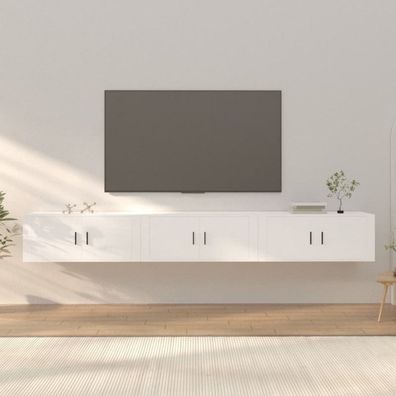 TV-Wandschränke 3 Stk. Weiß 100x34,5x40 cm (Farbe: Weiß)