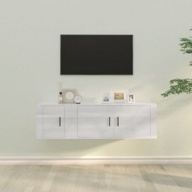 2-tlg. TV-Schrank-Set Hochglanz-Weiß Holzwerkstoff (Farbe: Weiß)