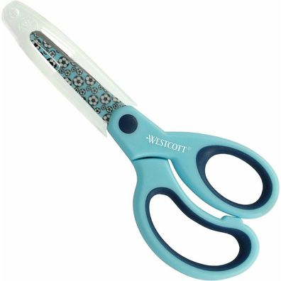 Westcott Softgrip Kids Scissors With Football Motif, Printed, Blade Protection, 13
