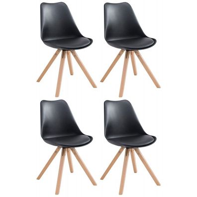 4er Set Stühle Toulouse Kunstleder Natura Square (Farbe: schwarz)