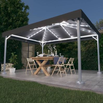 Pavillon mit LED-Lichterkette 400x300 cm Aluminium Gartenzelt Garten