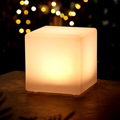 LED Solar Würfel Leuchte warm weiß - 30 cm - Garten Terrasse Deko Beleuchtung